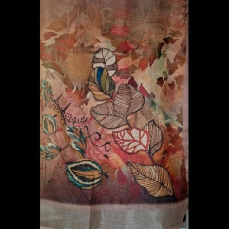 Beautiful Brown Linen Saree with Tassels