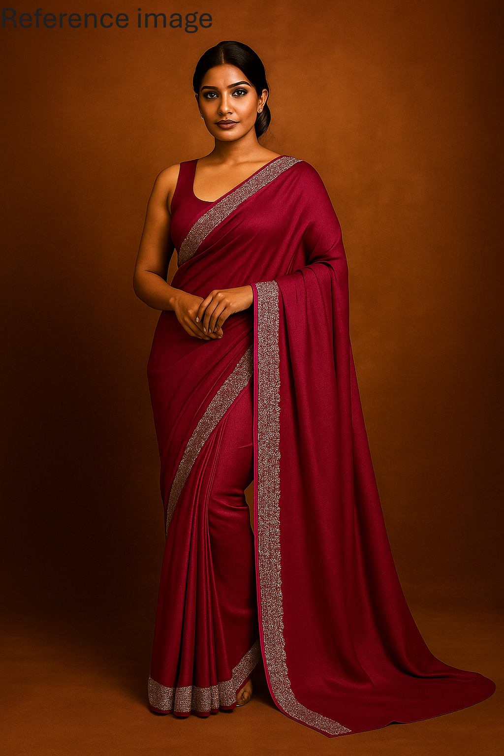 Wine colored Fancy Saree with Swaroski Embellished Border