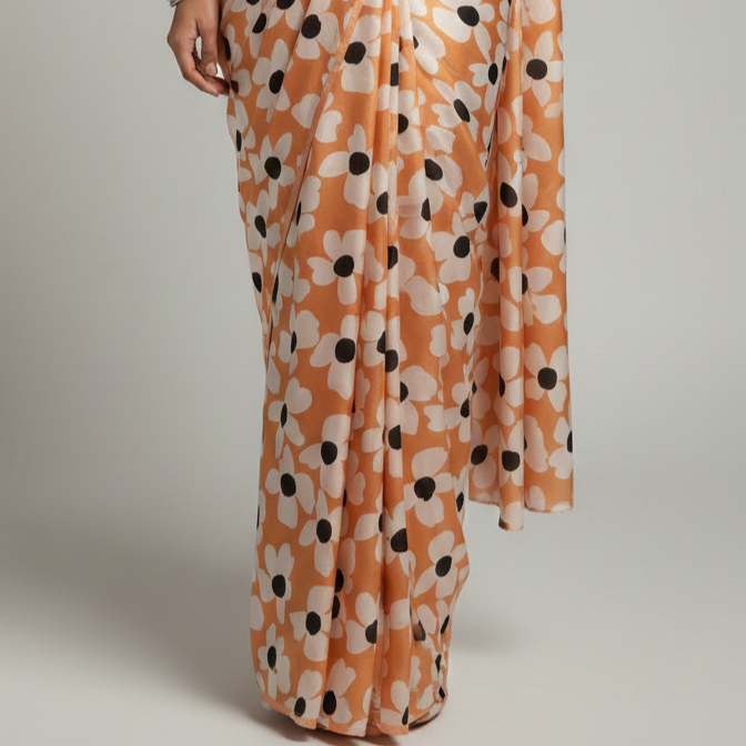 Daisy (Satin Saree in Floral Print)