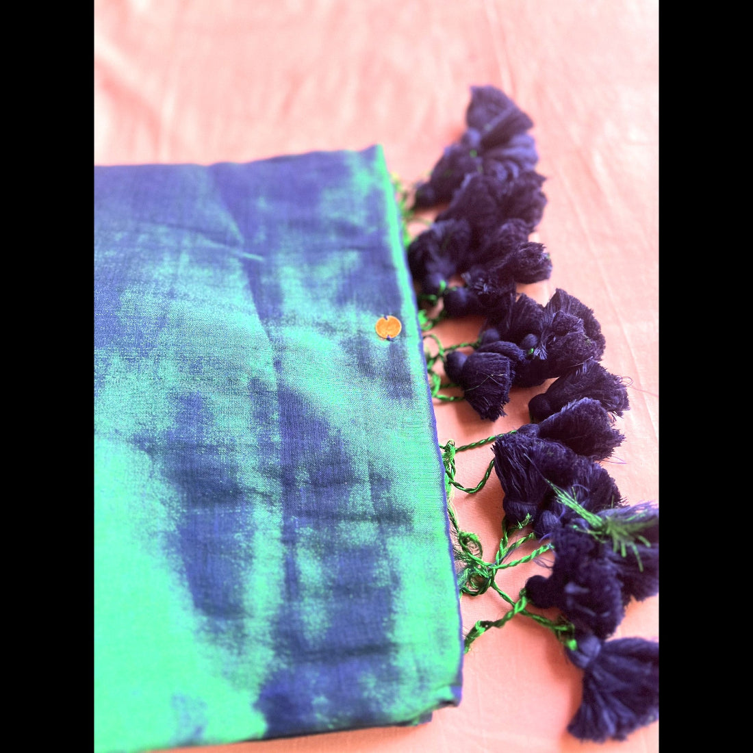 Green Tissue Saree with Tassels