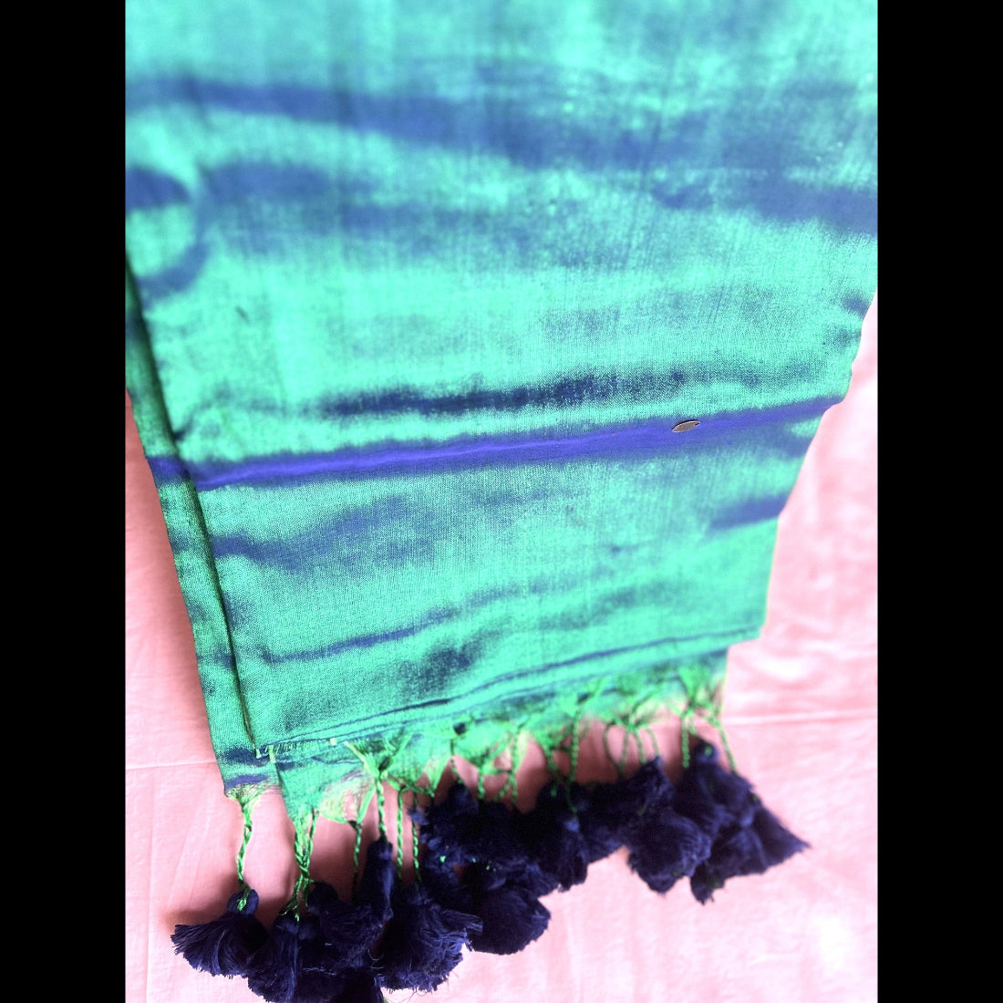 Green Tissue Saree with Tassels