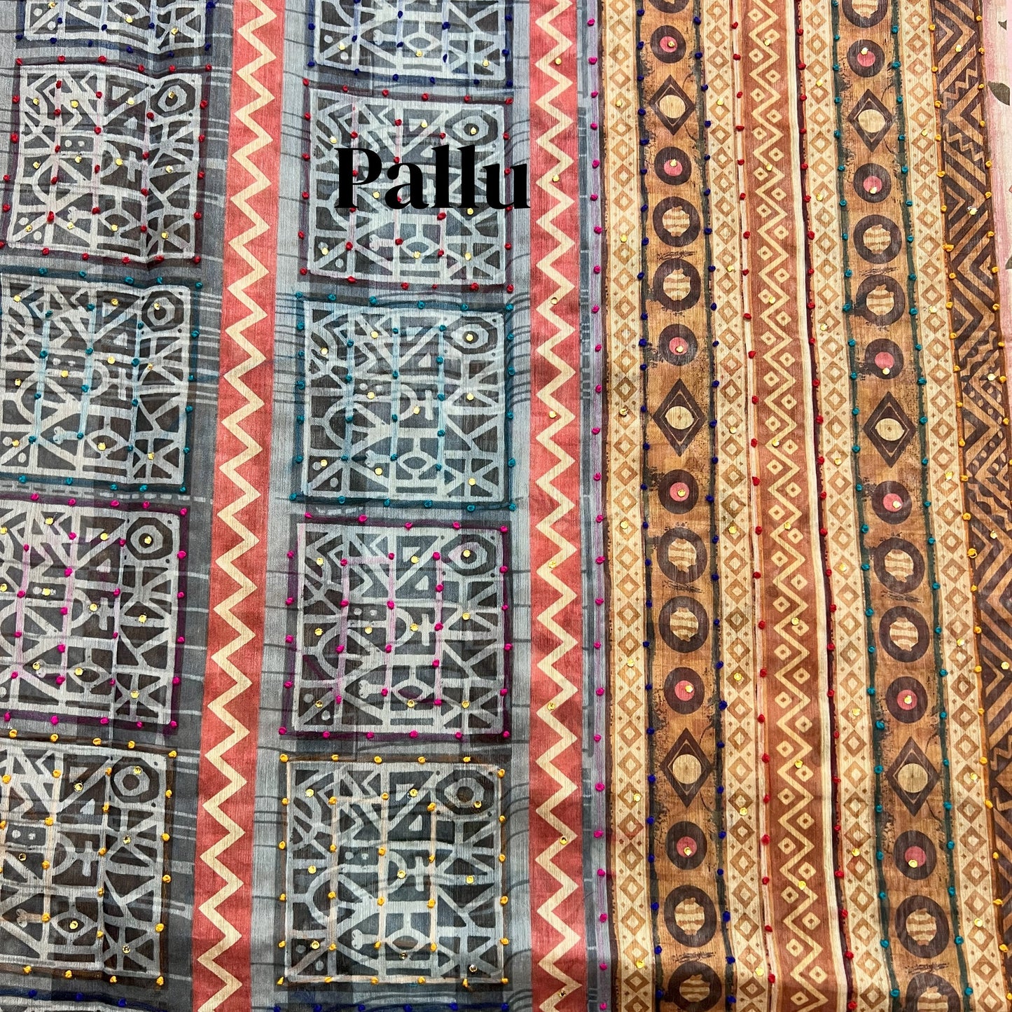 The TAJ Saree with floral and geometric pattern