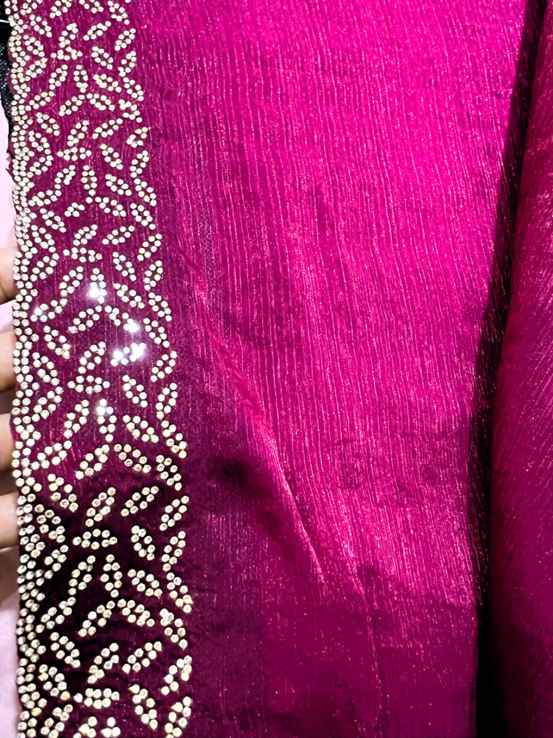 Wine colored Fancy Saree with Swaroski Embellished Border