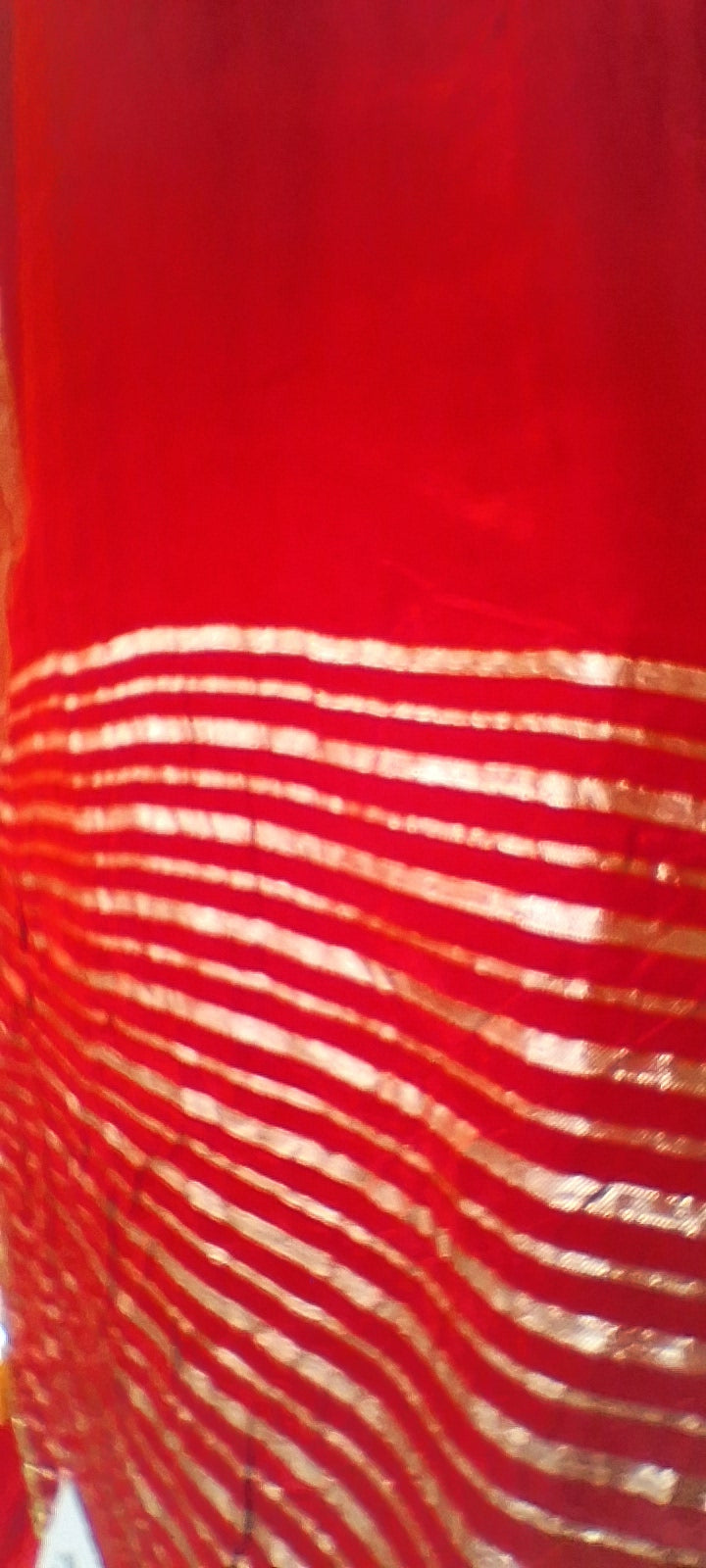 Paro-Red Satin Silk Saree with Zari Stripes
