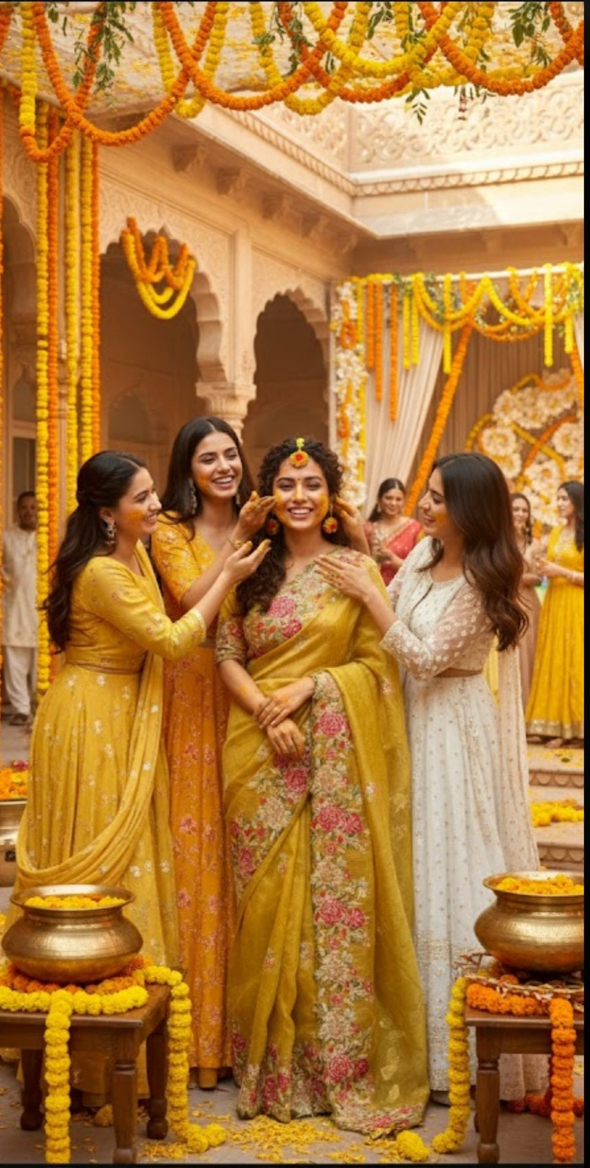 Yellow Crunchy Tissue Saree