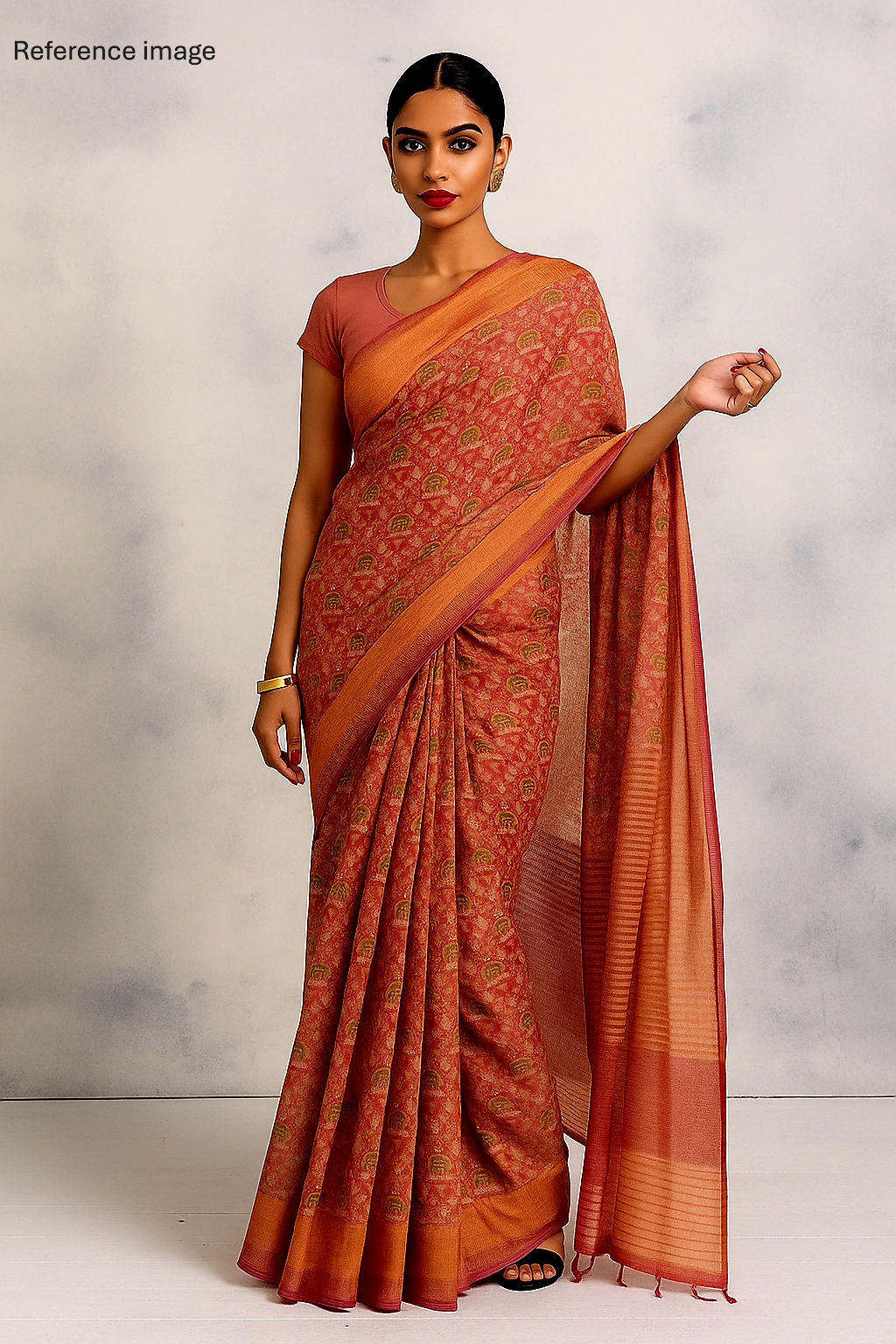 Magenta  and Gold Glass Tissue saree