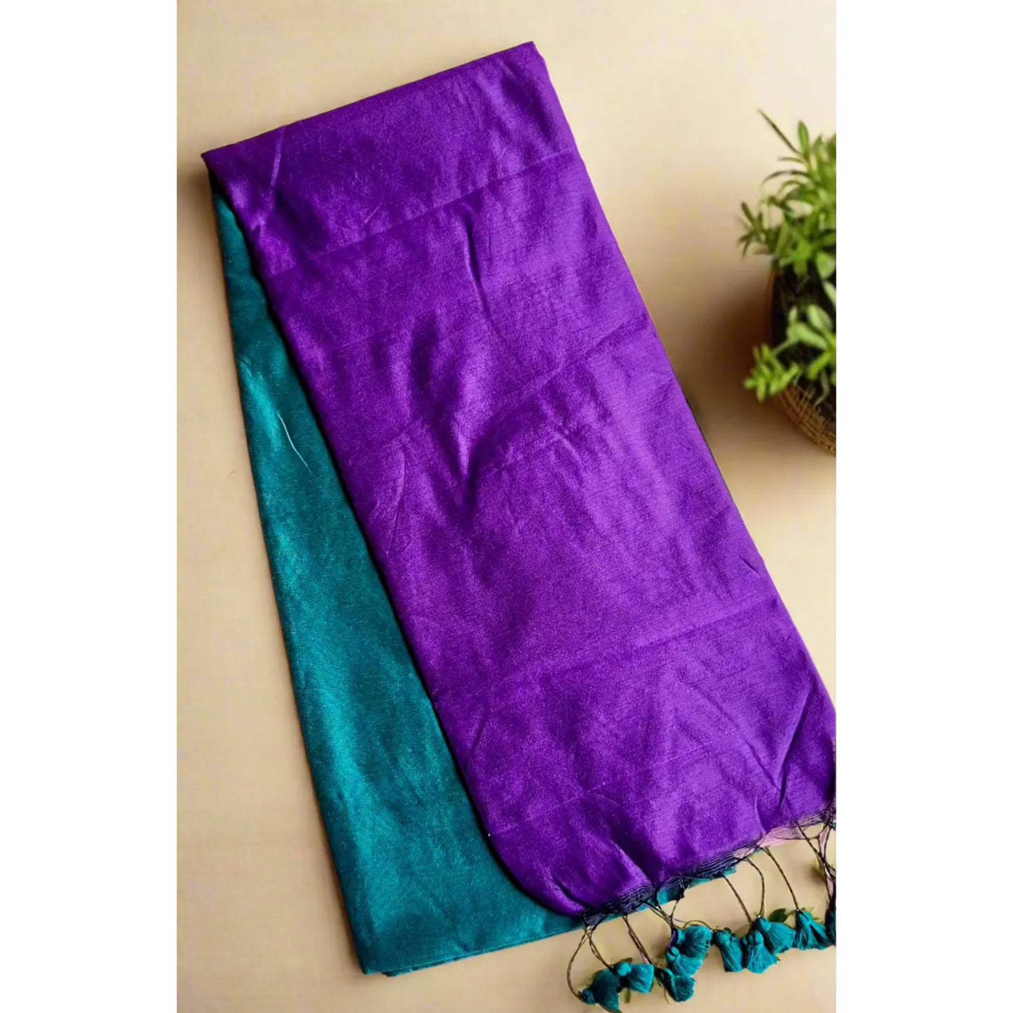 Sea Green and Indigo Saree with Tassels