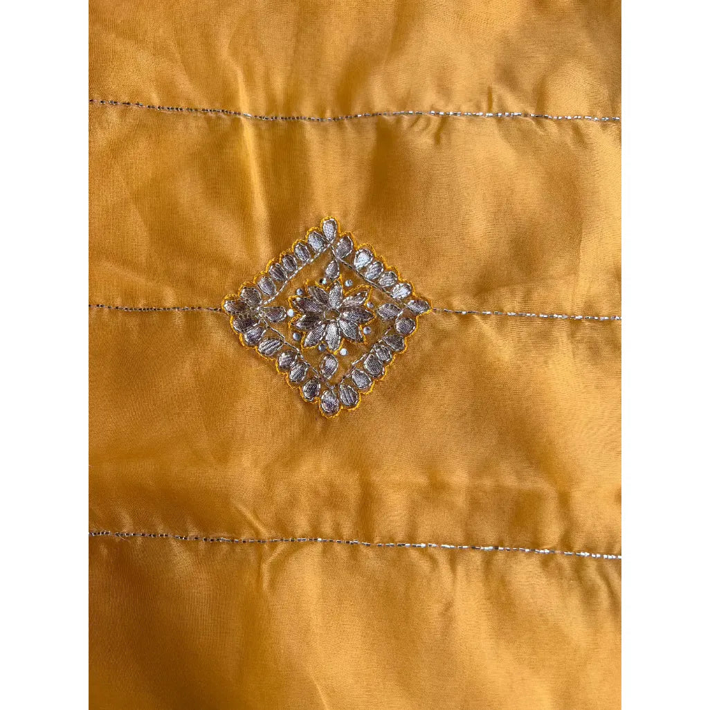 Mustard Yellow Organza Saree with Sequins and Gotta Patti work
