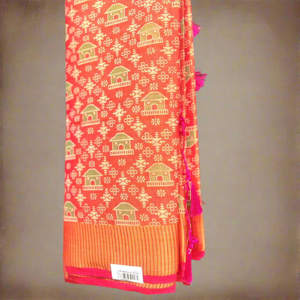 Magenta  and Gold Glass Tissue saree