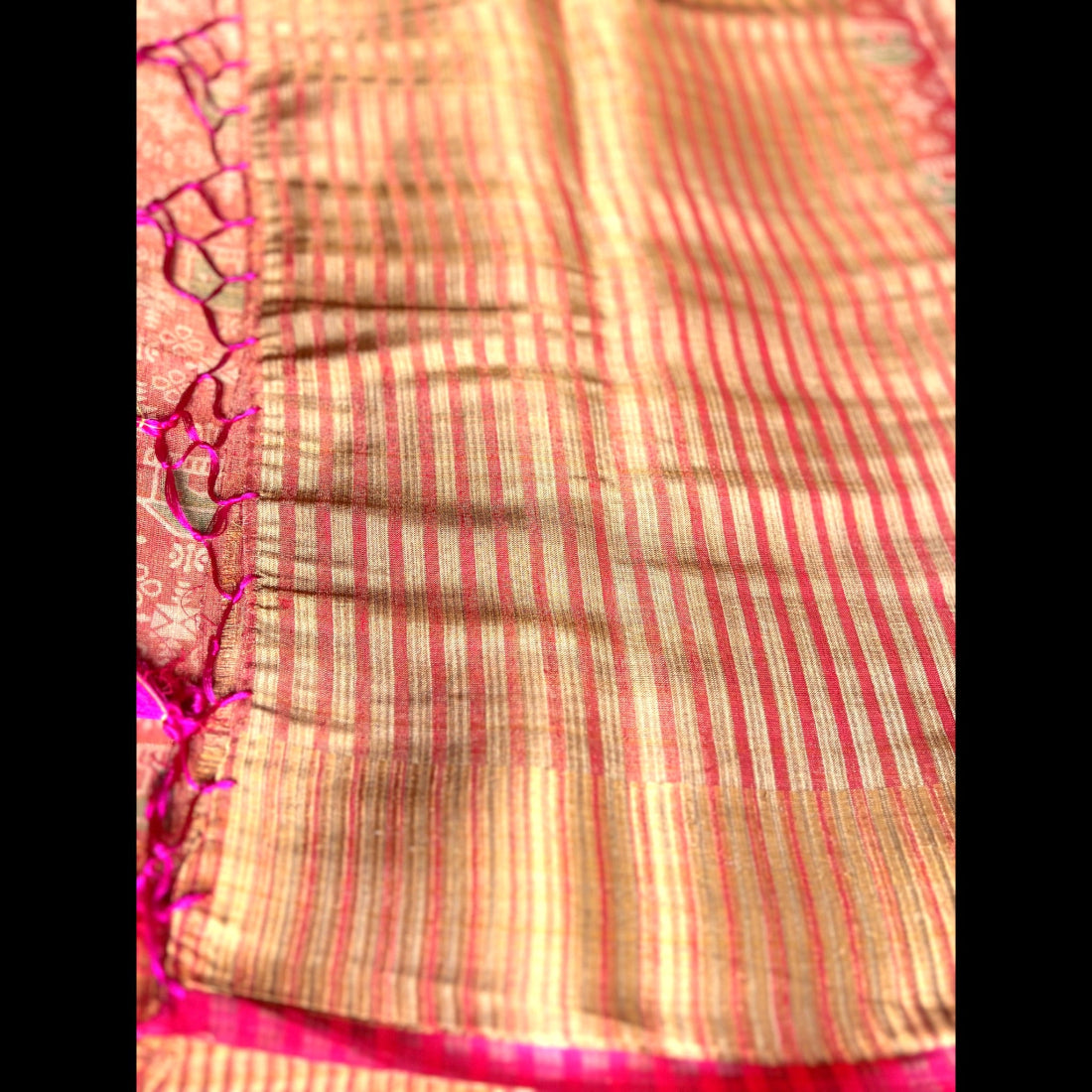 Magenta  and Gold Glass Tissue saree