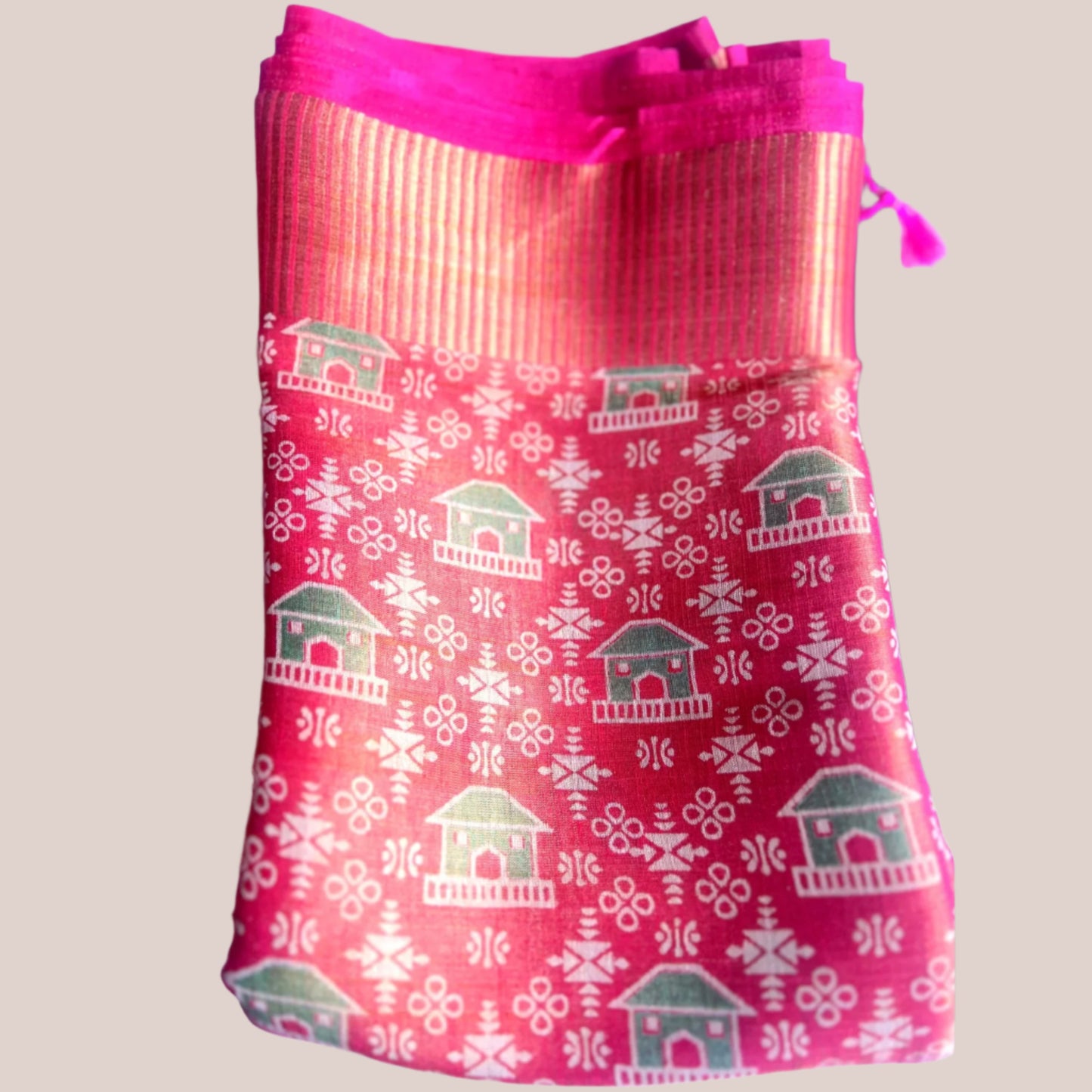 Magenta  and Gold Glass Tissue saree