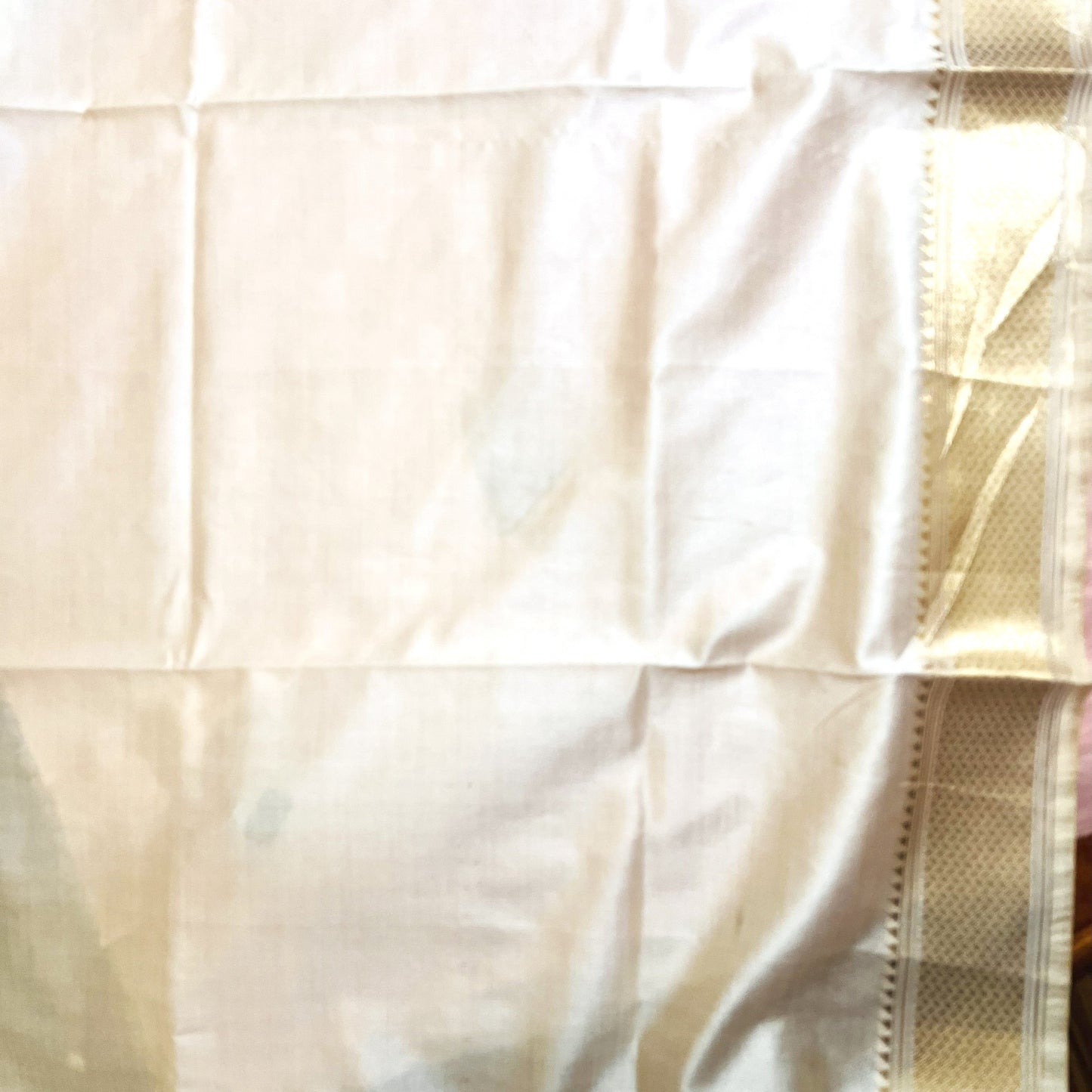 Ivory color Saree with Golden Border