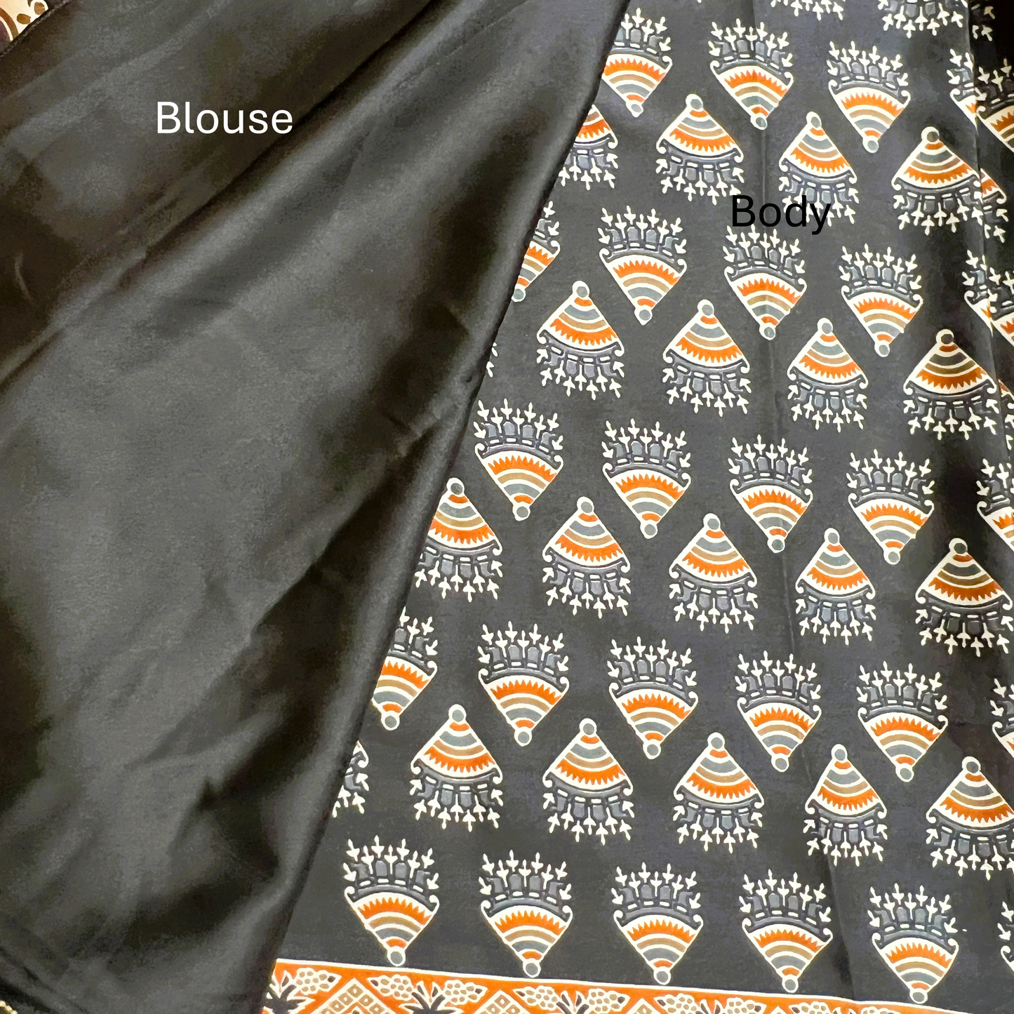 Black Ajrakh Modal Silk Saree