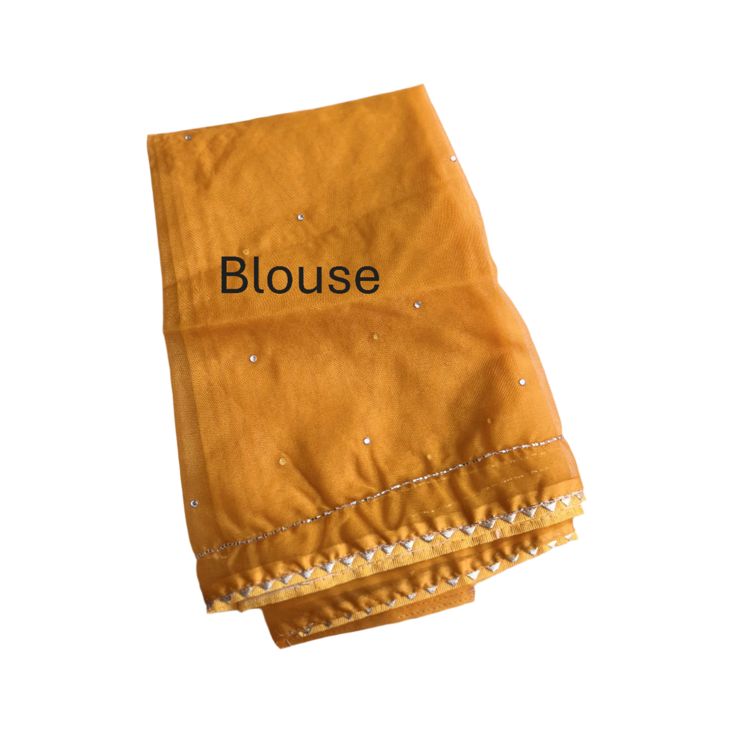 Mustard Yellow Organza Saree with Sequins and Gotta Patti work