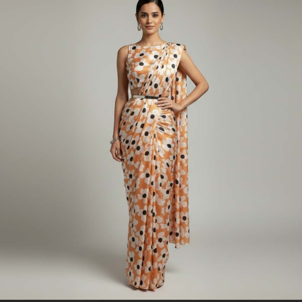 Daisy (Satin Saree in Floral Print)