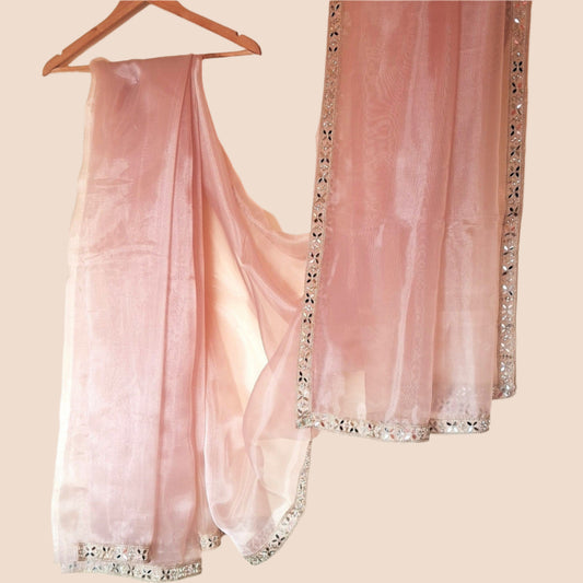 Light Pink Tissue Organza Saree.