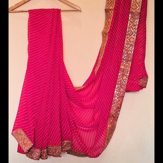 Magenta Pink Bandhani Print Saree