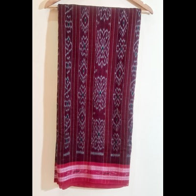 Sambalpuri Indigo saree with coral red Border.
